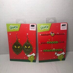 The Grinch Necklace & Stretch Bracelets Christmas Jewelry Set Merry Grinchmas